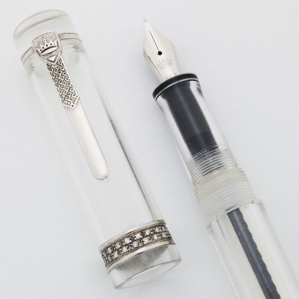 Krone Kristal Cristal Fountain Pen - Clear Demonstrator w Diamonds
